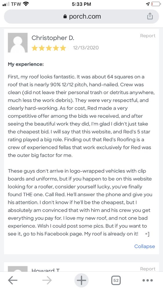 Slide of Red's Roofing & Construction