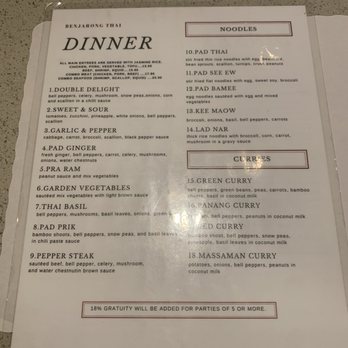 Benjarong Thai - Menu - Thai Near Me - Tampa, Florida