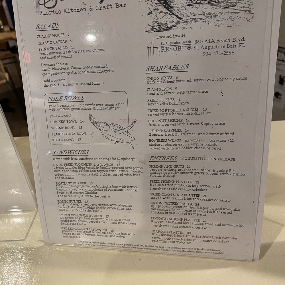 Guy Harvey Resort St Augustine Beach - Restaurant menu - Resorts Near Me - Saint Augustine Beach, Florida Guy Harvey Resort St Augustine Beach - Restaurant menu - Resorts Near Me - Saint Augustine Beach, Florida