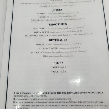 Berbere - Beverage Menu - Vegan Near Me - Santa Monica, California Berbere - Beverage Menu - Vegan Near Me - Santa Monica, California