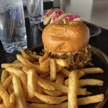 Atomic Golf - Pulled pork sandwich, good pork but would ask for the sauce on the side - Sports Bars Near Me - Las Vegas, Nevada Atomic Golf - Pulled pork sandwich, good pork but would ask for the sauce on the side - Sports Bars Near Me - Las Vegas, Nevada