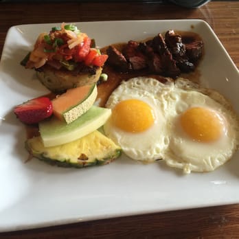 Grace's Table - Steak and eggs with potato cake and fruit. $18 - New American Near Me - Napa, California Grace's Table - Steak and eggs with potato cake and fruit. $18 - New American Near Me - Napa, California