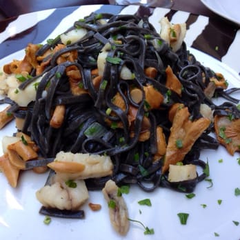 Muro Venezia - Frari - Black squid ink tagliatelle with monk fish and mushroom - Venetian Near Me - Venezia, VE Muro Venezia - Frari - Black squid ink tagliatelle with monk fish and mushroom - Venetian Near Me - Venezia, VE