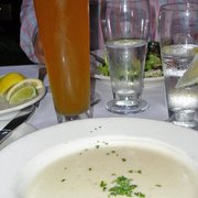 Photo of Plouf - San Francisco, CA, United States. Potato leek soup and Pyramid Hefeweizen