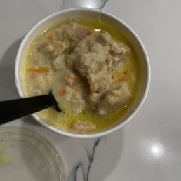 This is what the Loaded Baked Potato soup looks like that I ordered today. The lady at the window super rude. Will not go back