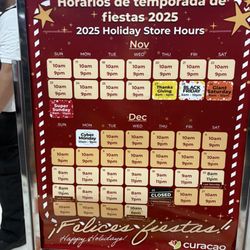 Curacao - Winter 2025 Hours
