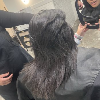 Smith Hair Salon - Checking out her layers in the back - Hair Stylists Near Me - Murrieta, California Smith Hair Salon - Checking out her layers in the back - Hair Stylists Near Me - Murrieta, California