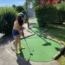 Harbor Glen Miniature Golf - This is an example of one of the holes that's pretty difficult but nicely rewarding when they make it