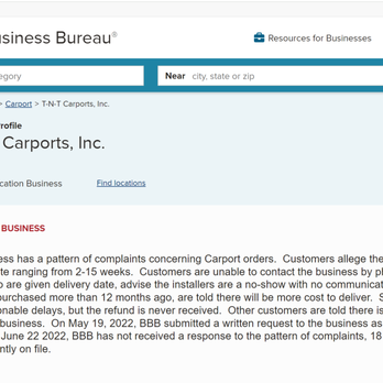Tnt Carports - BBB rating F!!! - Mount Airy, North Carolina Tnt Carports - BBB rating F!!! - Mount Airy, North Carolina