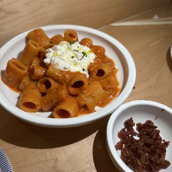 Jilli - Rigatoni alla kimchi vodka (bacon on side) - Korean Near Me - Los Angeles, California