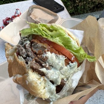 Joe's Burgers - Black and Blue Double Burger the perfect amount of blue cheese for the blue cheese lover - Fast Food Near Me - Kirkland, Washington