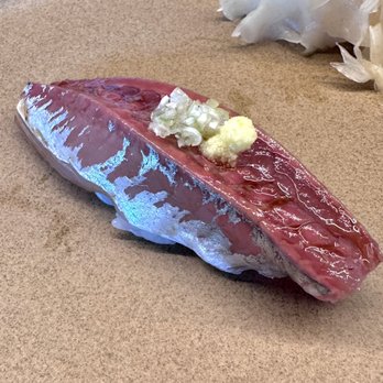 Ltd Edition Sushi - Aji nigiri. Highlighting the red flesh over the silver skin. Not oily or too firm. Meaty clean taste. - Sushi Bars Near Me - Seattle, Washington Ltd Edition Sushi - Aji nigiri. Highlighting the red flesh over the silver skin. Not oily or too firm. Meaty clean taste. - Sushi Bars Near Me - Seattle, Washington