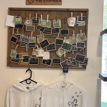 Roosters Coffeehouse - Pay it forward wall, with merch for sale - Coffee & Tea Near Me - Roxbury Township, New Jersey Roosters Coffeehouse - Pay it forward wall, with merch for sale - Coffee & Tea Near Me - Roxbury Township, New Jersey