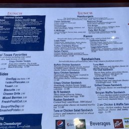 menu for breakfast and lunch