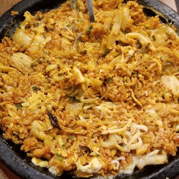 Five Senses - Kimchi fried rice w/ seafood on sizzling stone pan - Korean Near Me - New York, New York Five Senses - Kimchi fried rice w/ seafood on sizzling stone pan - Korean Near Me - New York, New York
