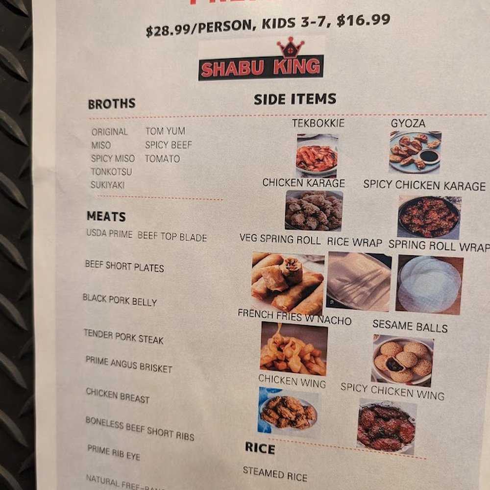 Shabu King - Menu on 4/6/2024. - Buffets Near Me - Dublin, California Shabu King - Menu on 4/6/2024. - Buffets Near Me - Dublin, California