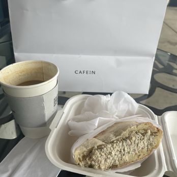 Cafein - Tuna on ciabatta- 1/2 of it is gone already. - Coffee & Tea Near Me - Chantilly, Virginia Cafein - Tuna on ciabatta- 1/2 of it is gone already. - Coffee & Tea Near Me - Chantilly, Virginia