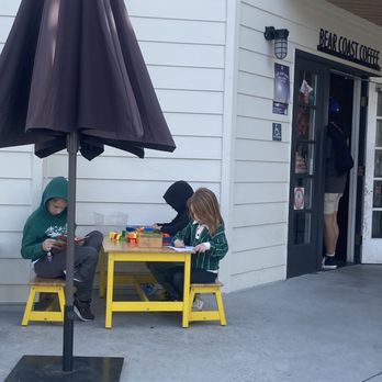 Bear Coast Coffee - Table is outside to make room for Christmas tree. - Coffee & Tea Near Me - Dana Point, California