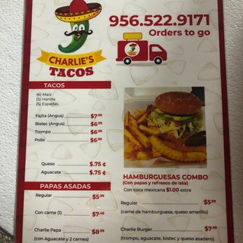 Charlie’s Tacos - Menu - Food Trucks Near Me
