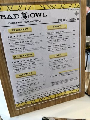 Menu photo 8 Bad Owl Coffee Roasters Chicago, IL