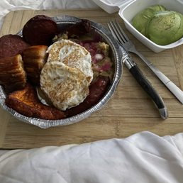 Today I ordered delivery of the El Super Conuco breakfast and it was delicious. I added a side of avocado and thankfully they sent it whole.