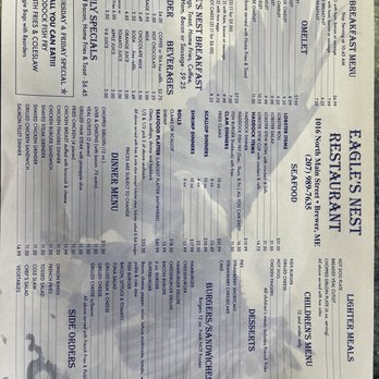 Eagles Nest Restaurant - Menu - Seafood Near Me - Brewer, Maine Eagles Nest Restaurant - Menu - Seafood Near Me - Brewer, Maine