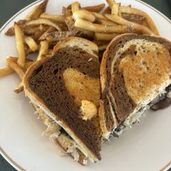 Veggeez Plant Based Eatery - Mushroom Reuben and hand cut fries