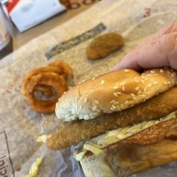 Arby's - Fish sandwich, curly fried and poppers