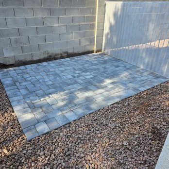 Shepherd Landscaping and Maintenance - Paver area for future shed installation. Much more than we expected. So very pleased - Lawn Services Near Me Shepherd Landscaping and Maintenance - Paver area for future shed installation. Much more than we expected. So very pleased - Lawn Services Near Me
