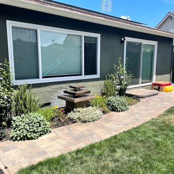 Golden Sky Landscape - After- Planter bed with flowers, fragrance and fountain - Landscaping Near Me - San Jose, California