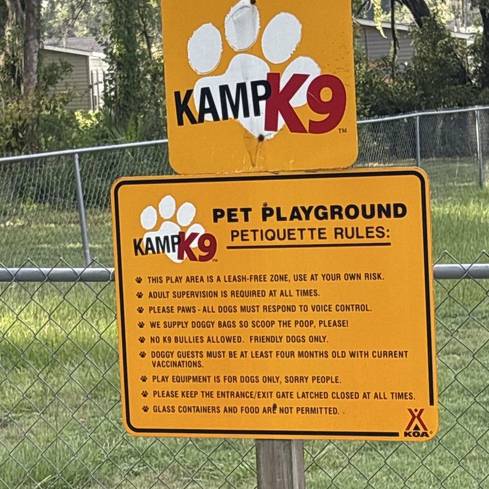 Perry KOA - Dog park rules - RV Parks Near Me - Perry, Florida