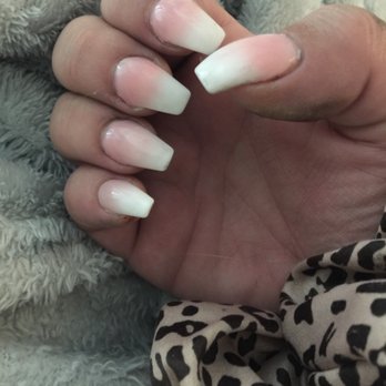 Lucky Dip Nails - Ombré pink and white coffin full set - 50$ (Note- these are a week old and till looking fresh and strong!) - Nail Salons Near Me - Scottsdale, Arizona Lucky Dip Nails - Ombré pink and white coffin full set - 50$ (Note- these are a week old and till looking fresh and strong!) - Nail Salons Near Me - Scottsdale, Arizona