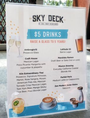 Menu photo 1 Sky Deck San Diego, CA