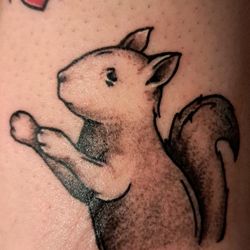 Gold Leaf Tattoo - My squirrel! The incredibly talented Nick did this piece on my inner right leg.