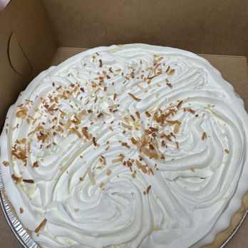 Blue Bonnet Cafe - Full size Coconut Cream to go.....as I wanted more - Desserts Near Me - Marble Falls, Texas