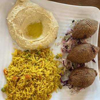 Levant Cafe & Grill - Kibbeh with hummus and Levantra rice - Mediterranean Near Me - Cedar Park, Texas