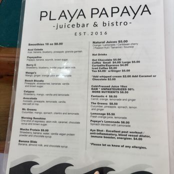 Playa Papaya - Menu - Breakfast & Brunch Near Me - San Juan, Puerto Rico