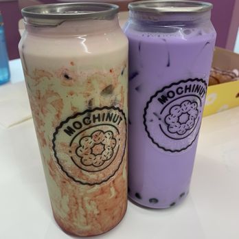 Mochinut - Matcha strawberry w/o boba and ube milk tea w/ boba - Donuts Near Me - Austin, Texas