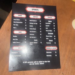 Rozco's Comedy Club - Drink menu