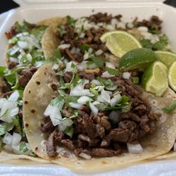 Birria Copa - Carne asada tacos in flour tortilla topped off onion and cilantro