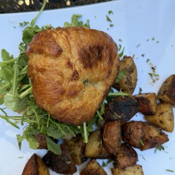 V Restaurant, Bistro & Bar - The VBS is a croissant with arugula, ham and brief grilled to perfection and country potatoes. - New American Near Me - Murphys, California