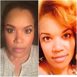 Original color and 2nd trip to lighten up. Jean jacket pic is first round of "color for the scared naturalista" lol