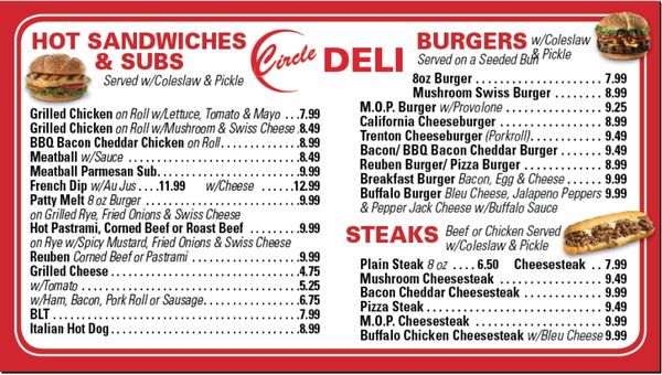 Menu photo 2 Circle Deli Hamilton, NJ