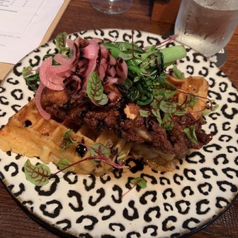The Bait Shop - Chicken and waffle at dinner - Bars Near Me - Valparaiso, Indiana