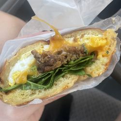 Java Hutt - Breakfast croissant with egg, cheese, spinach and veggie sausage