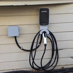 BR Electric - the exterior electrical plug and the JuiceBox port