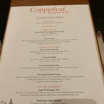 Copperleaf Restaurant & Bar - Thanksgiving set menu - New American Near Me - SeaTac, Washington Copperleaf Restaurant & Bar - Thanksgiving set menu - New American Near Me - SeaTac, Washington