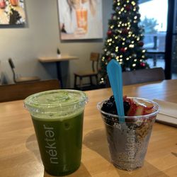 Nekter Juice Bar - Mini berry chia parfait $5.99 and Green Apple detox $6.89
