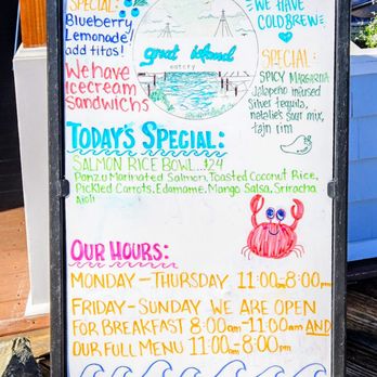 Great Island Eatery - Specials Board (changes) - Seafood Near Me - New Castle, New Hampshire Great Island Eatery - Specials Board (changes) - Seafood Near Me - New Castle, New Hampshire