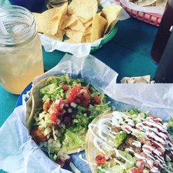 Amazing tacos, ice cold peach sangria, and fresh chips and salsa.